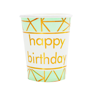 Vaso Polipapel 10oz Happy Birthday x 10und Colores Varios