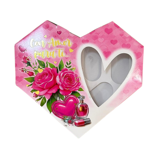 Caja Corazón Chocotejas x6 Rosado Rosas