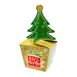 Caja Chica 3D Árbol Dorado de Navidad
