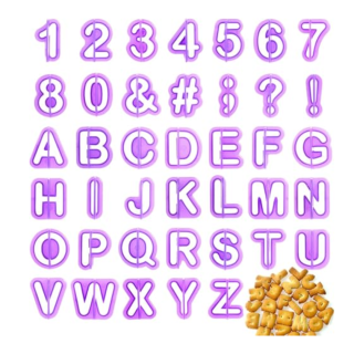 Cortador Plástico Letras Abecedario y Números 40 pzs