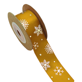 Cinta Satinada Ferro Copos de Nieve x Metro
