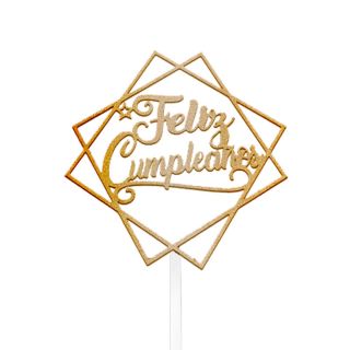 Topper Feliz Cumpleaños Rombos Colores Varios