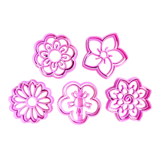 Set de 5 Cortador y Stamp Cupcake Flores Varias