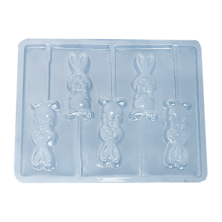 Molde Plástico Paletas Conejo Pascua x5