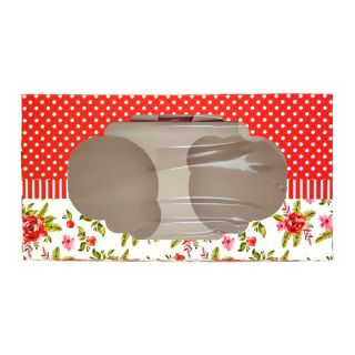 Caja Cupcake x2 Rosas y Puntos