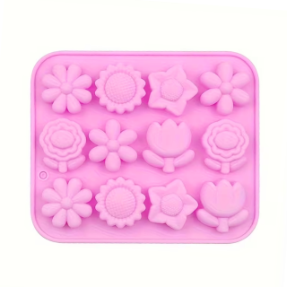 Molde Silicona 12 Flores Variadas