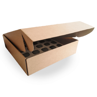 Caja para 25 Cupcakes Kraft/Natural 43X42.5X11.5cm
