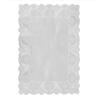 Piso Rectangular Papel Encaje Plateado Papel para Torta 6 und Tamaños Varios