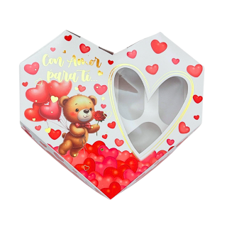 Caja Corazón Chocotejas x6 Osito San Valentín