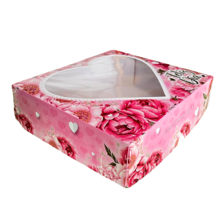 Caja Corazón Rosas Rosadas 23.5x21x6cm