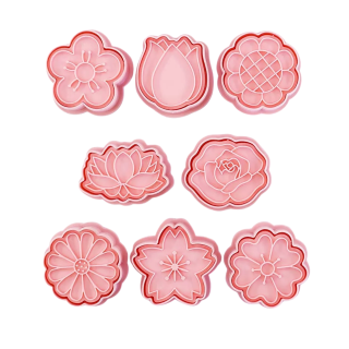 Set de 8 Cortadores y Stamp Flores