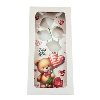 Caja Ramo Cupcake x4 Oso San Valentín