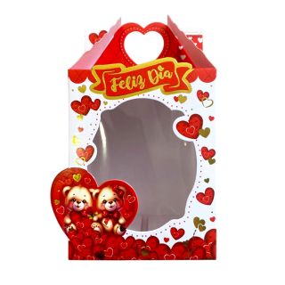 Caja Lonchera Cupcake x1 Oso Pareja Rojo San Valentín