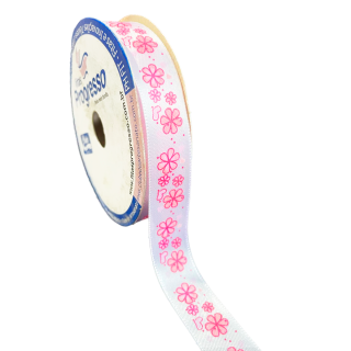 Cinta Satinada Estampado Flores x Metro