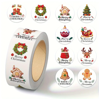 Rollo de 500 Stickers Navidad Moldelo 2