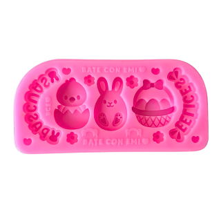 Molde Silicona 4 Diseños Felices Pascuas