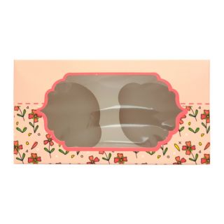 Caja Cupcake x2 Rosado con Flores