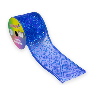 Cinta Navidad Azul Copos Rollo 9.14 Metros 1408F-AZ 903