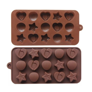 Molde Silicona Corazón y Estrellas