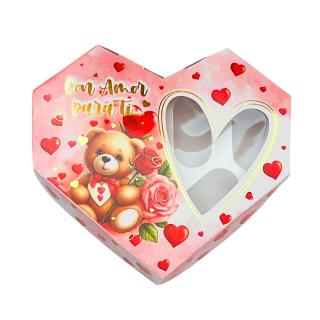 Caja Corazón Chocotejas x6 Rosado San Valentín