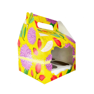 Caja Lonchera x4 Cupcakes Flores y Hojas