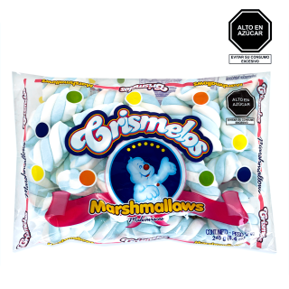 Marshmallows Trenza Blanco y Celeste Crismelos 240g