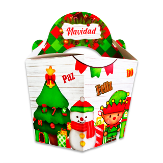 Caja Hexagonal Grande Elfo Navideño Navidad x und