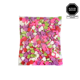 Grageas Corazón Verde, Lila, Blanco, Rojo y Rosado 50gr