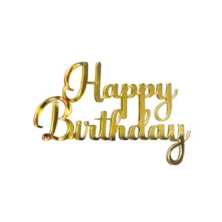 Topper Acrilico Happy Birthday Dorado Letra Corrida
