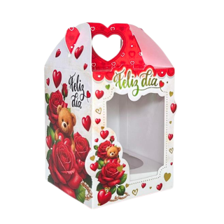 Caja Lonchera Cupcake x1 Rosas y Oso