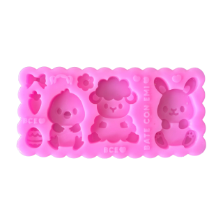 Molde Silicona Conejo Pollito y Oveja Pascuas