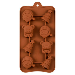 Molde Silicona Mix Personajes Navidad x8 Cav