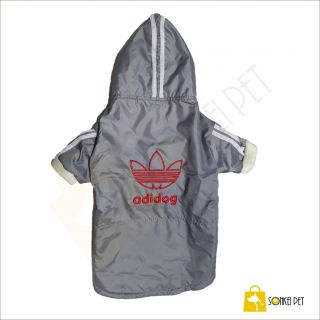 Casaca Impermeable con capucha Adidog- Color plomo