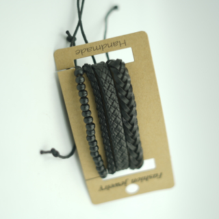 Juego de 4 Pulseras de Cuero Trenzado