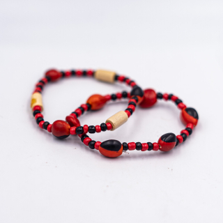 Pulsera Huayruro mostacilla (Macho mediano y madera)
