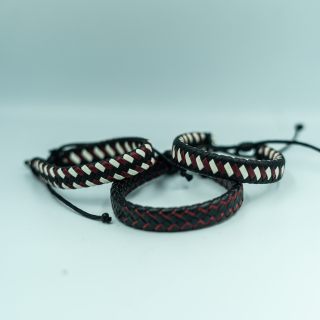 Pulsera triple Trenzada sin Broche (Rojo, Blanco Negro, Rojo y guinda)