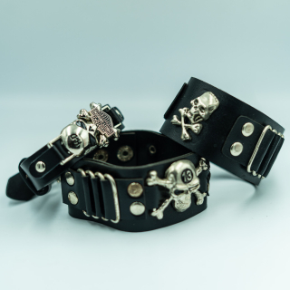 Pulsera Gótica Tipo Correa (correa Calavera, Cuero bala)