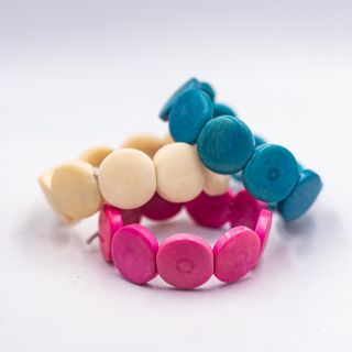 Pulsera Tagua y Huayruro (Macho mediano, blanco y colores)