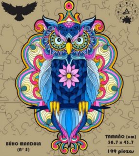 ROMPECABEZA MADERA MDF BUHO MANDALA (199 PZAS)
