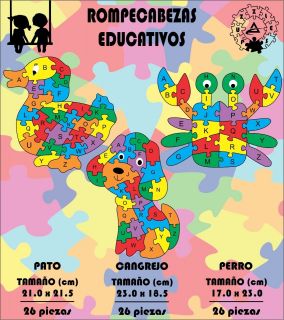 Rompecabezas Educativo Pato-Cangrejo-Perro