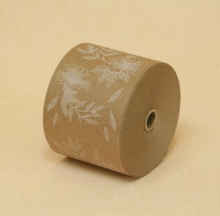 Cinta kraft 65mm flores blanco