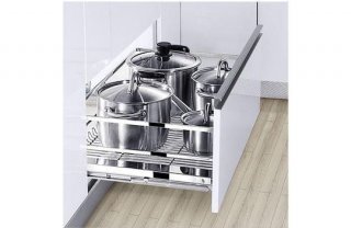 CESTA VERDULERA PROFESIONAL DE ACERO INOXIDABLE PARA FRENTE DE CAJON