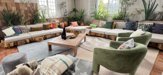 SOFA RUSTICO DE MADERA TECA