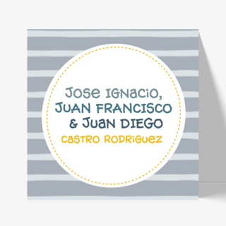 Tarjetas compartidas niños - Rayas plomas y celestes