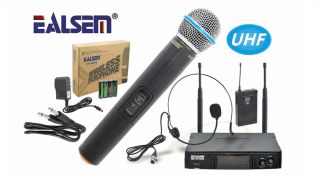 MICROFONO INALAMBRICO MANO Y VINCHA CON MALETA (UHF) MODELO ES-6600 MARCA EALSEM