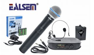 MICROFONO INALAMBRICO MANO Y VINCHA CON MALETA (VHF) MODELO ES-620(M/V) MARCA EALSEM