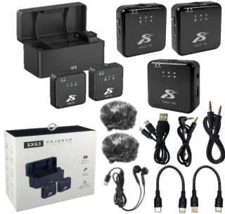 MICRÓFONO INALÁMBRICO SOLAPERO DOBLE CON POWER BANK