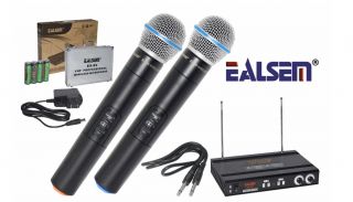 MICROFONO INALAMBRICO DOBLE CON MALETA MODELO ES-86 MARCA EALSEM
