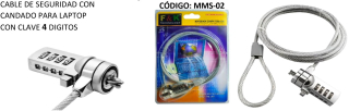 CABLE DE SEGURIDAD CON CANDADO PARA LAPTOP CON CLAVE 4  DIGITOS