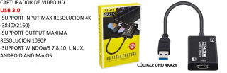 CAPTURADOR DE VIDEO HD USB 3.0